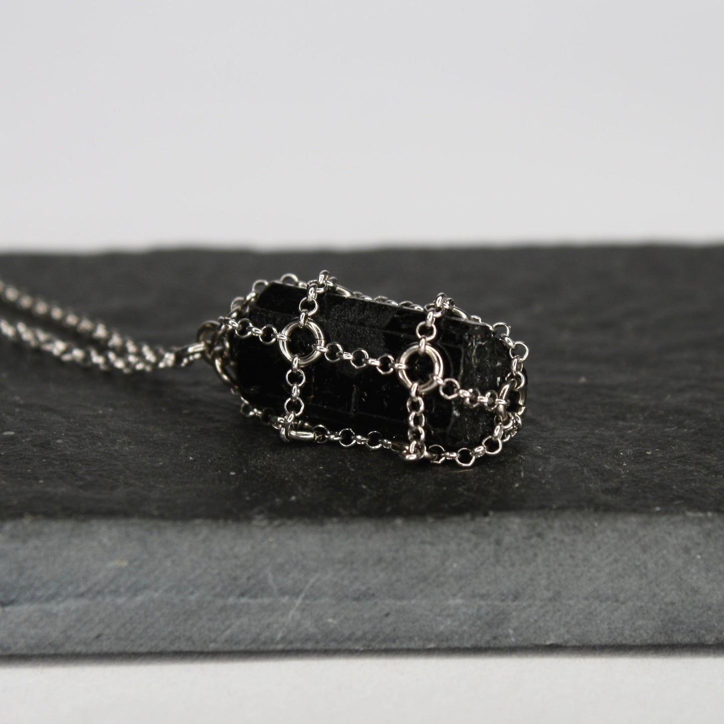 Caged Black Tourmaline Necklace