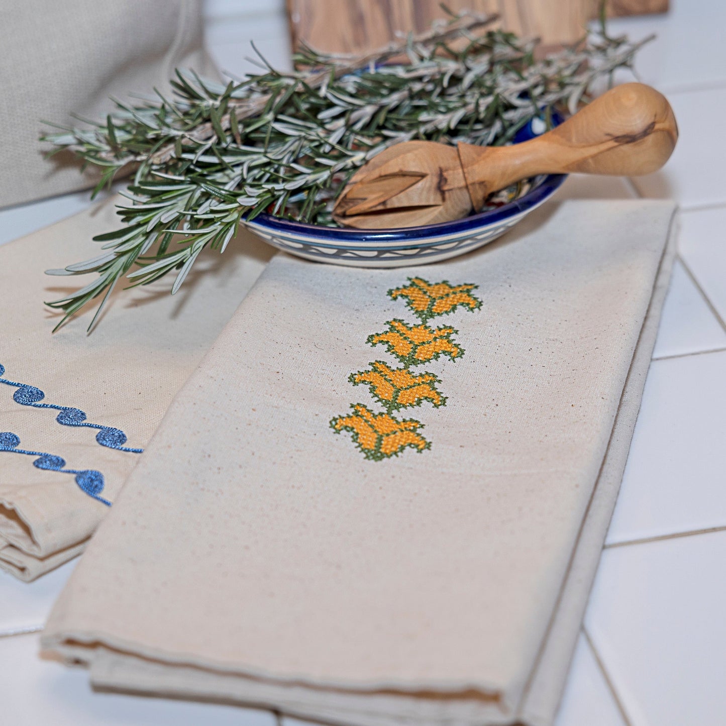 Cauliflower Tatreez Tea Towel