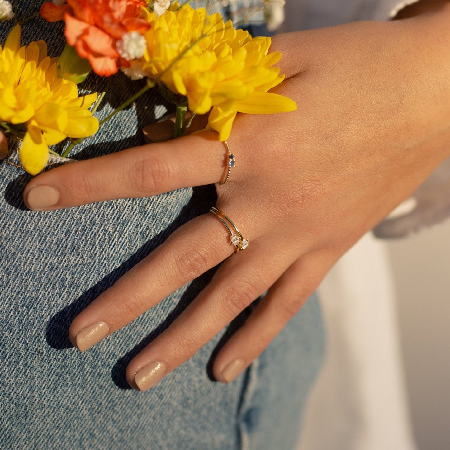 Bianca CZ Gemstone Cluster Ring