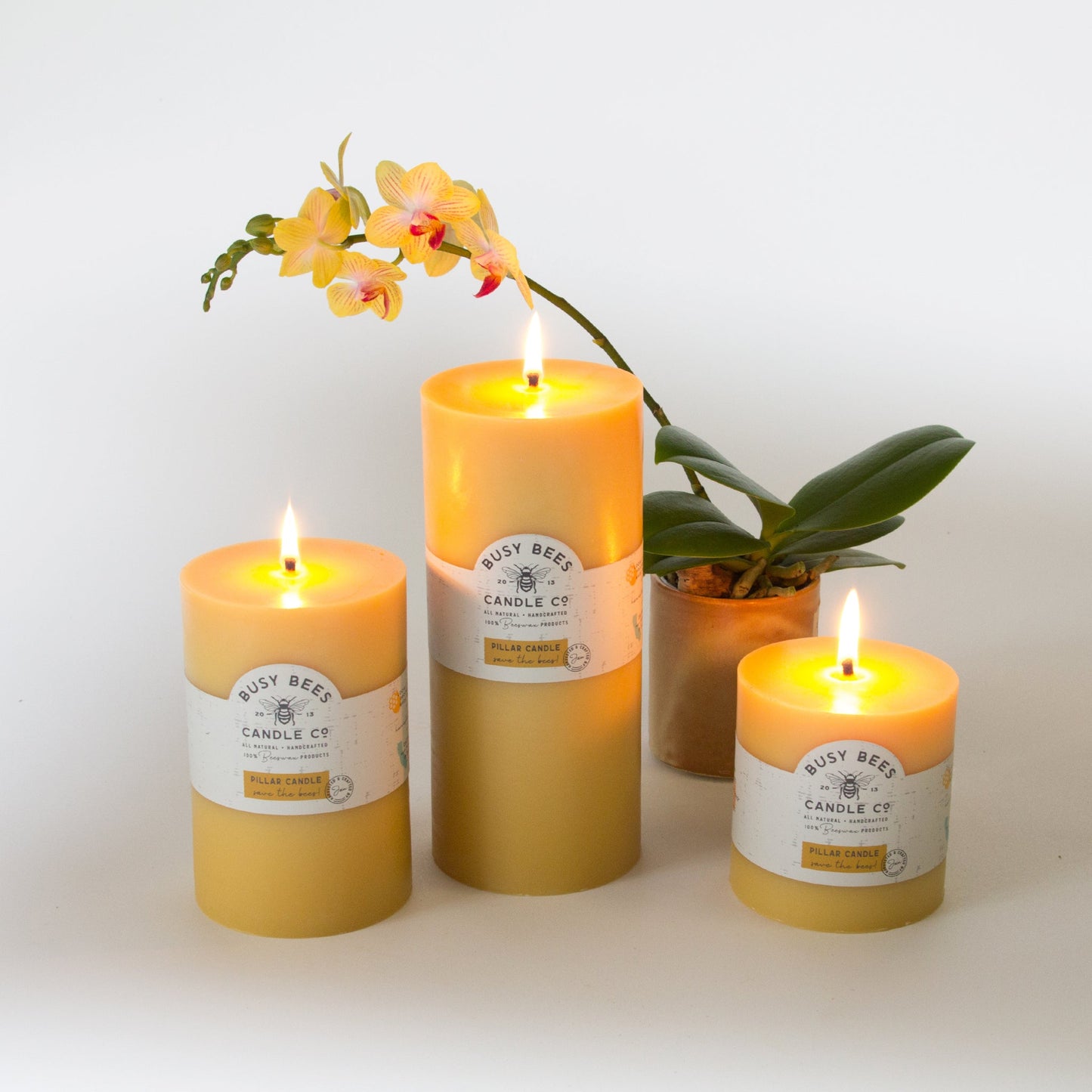 4" Pillar Candle Set, Lit