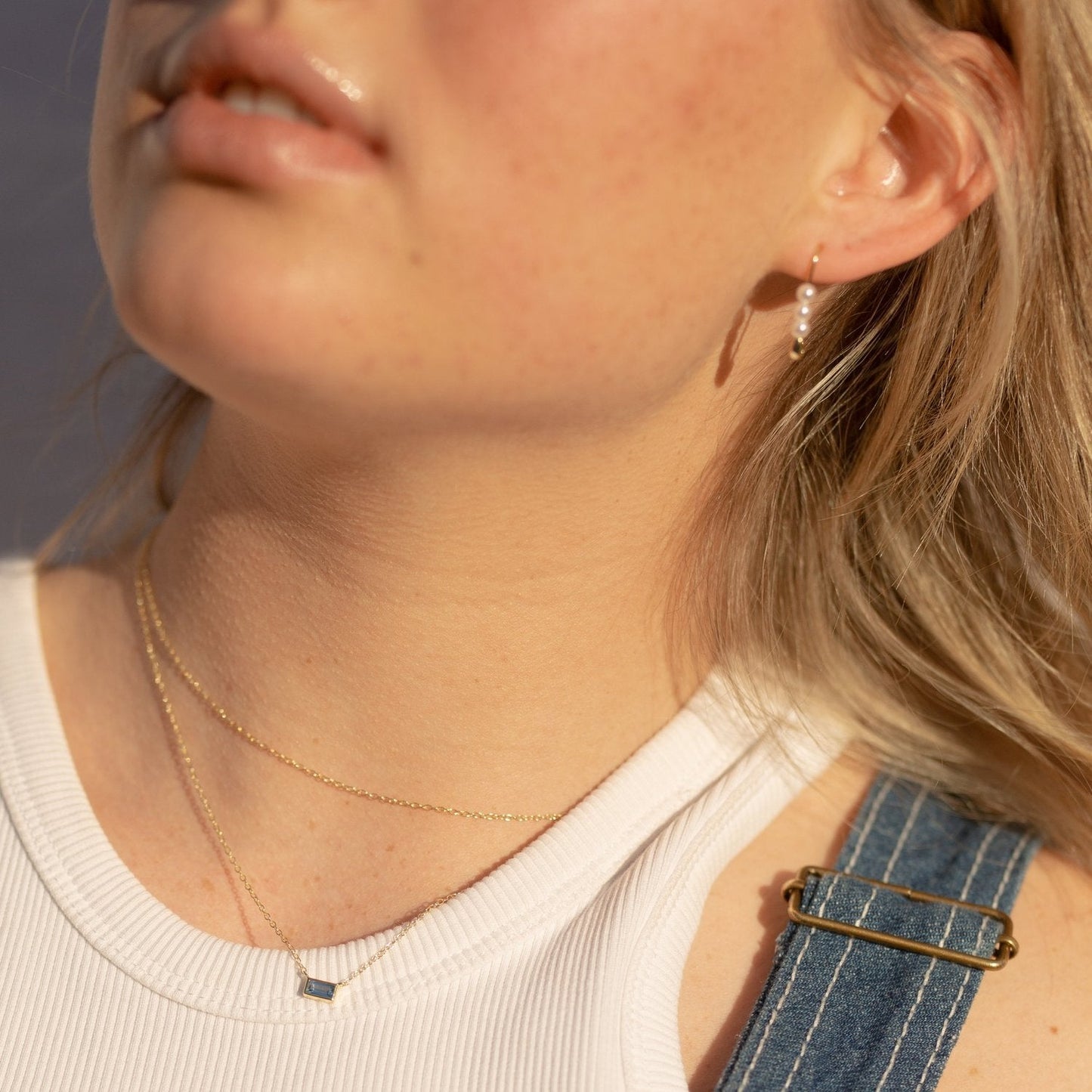 Elle Pearl and Gold Safety Pin Earrings