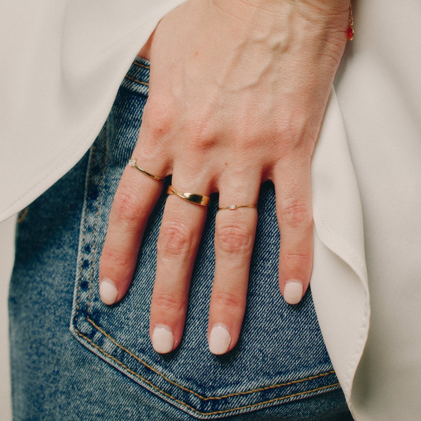 Elsa CZ 14k Solid Gold Baguette Ring