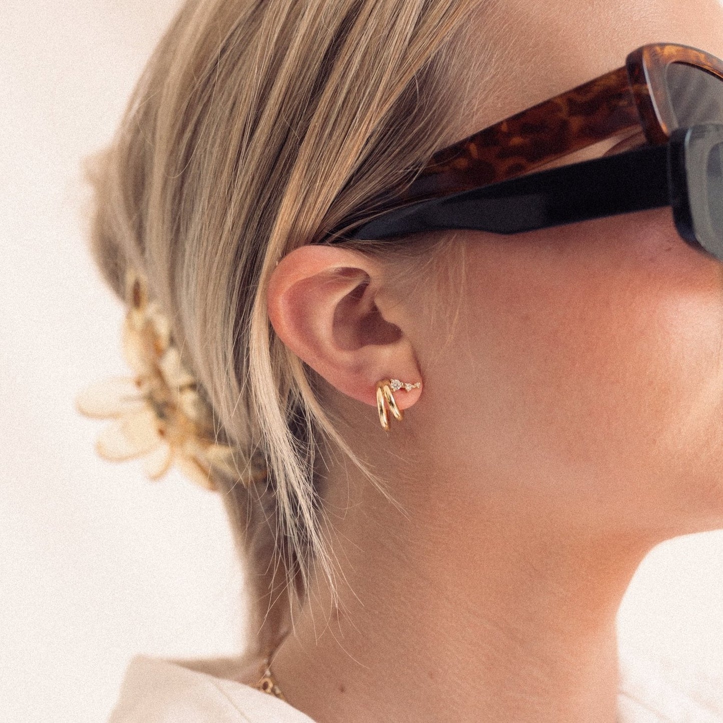 Meghan Double Hoop Gold Post Earring