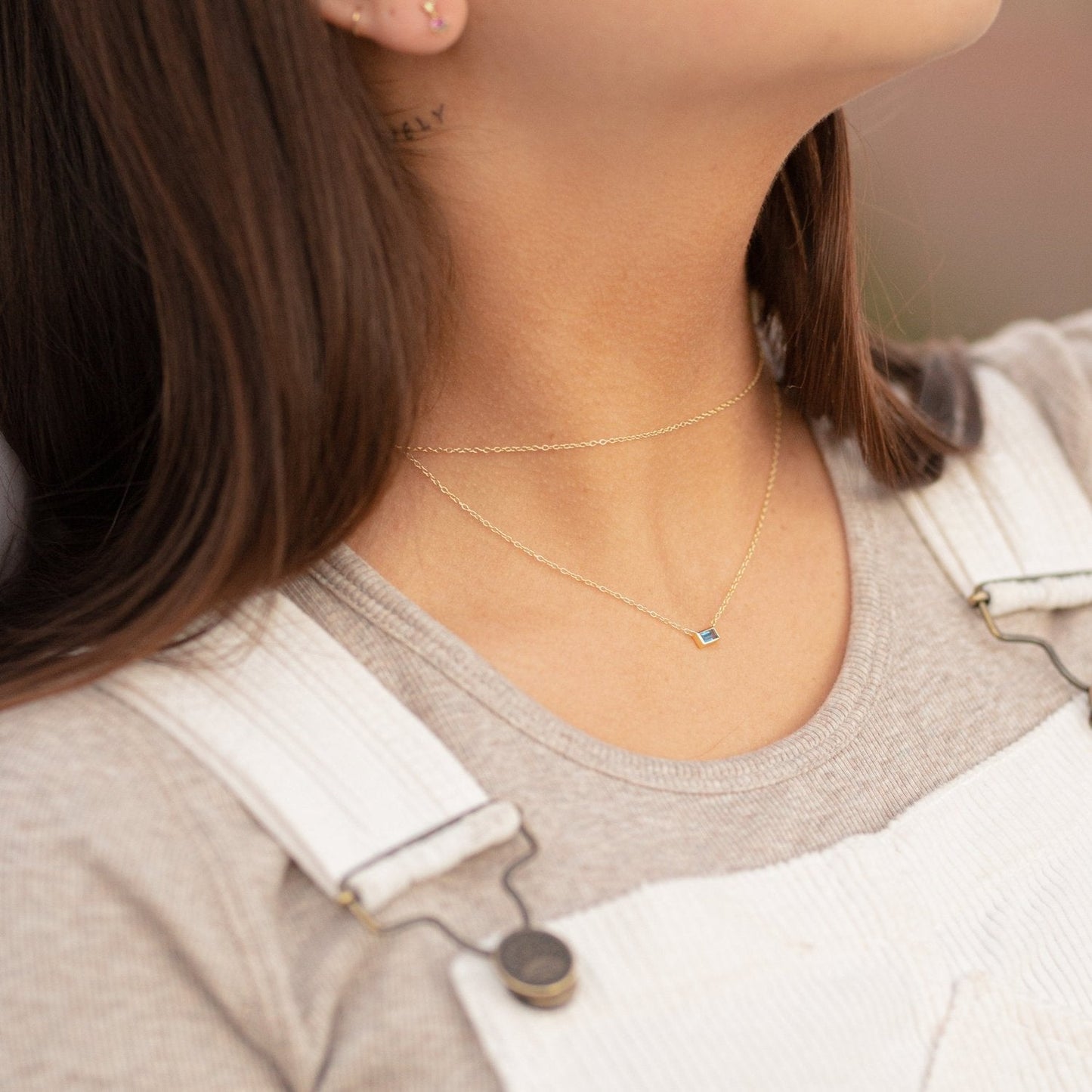 Misty Grey CZ Layered Chain Necklace