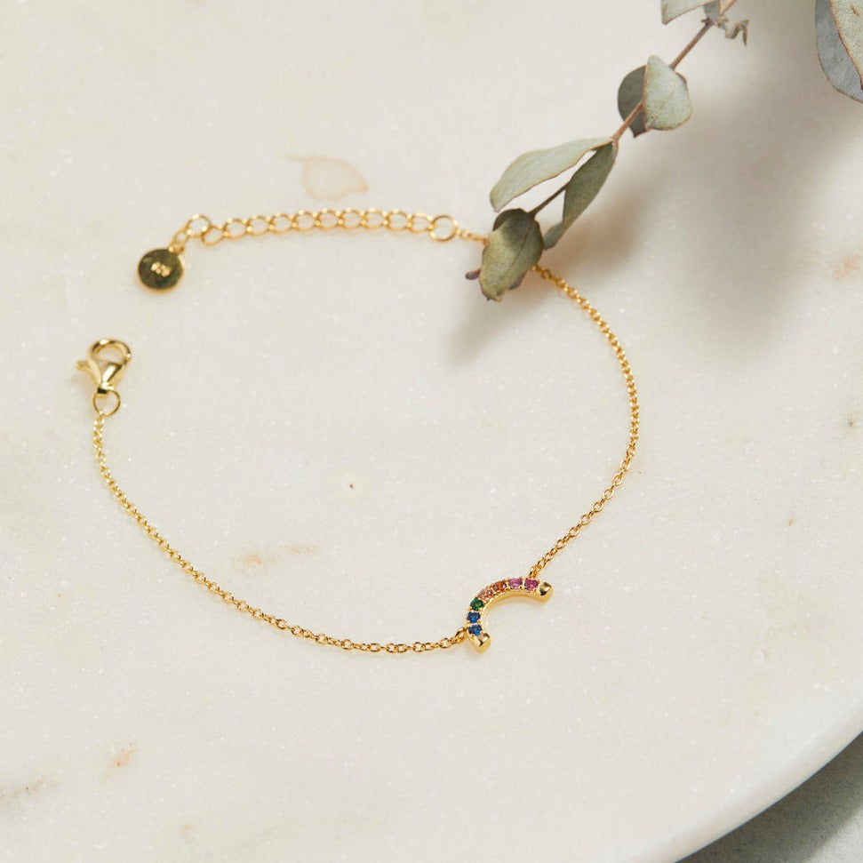 Tiny Rainbow 14k Gold Vermeil Bracelet
