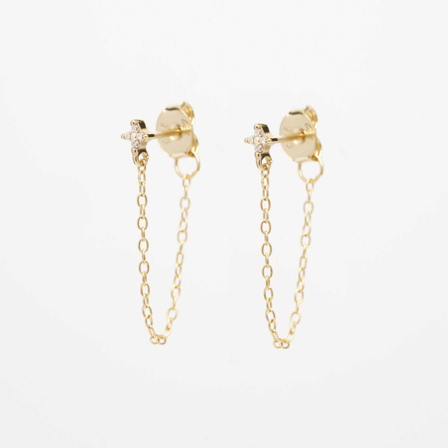 Aggie CZ Chain Stud Earrings