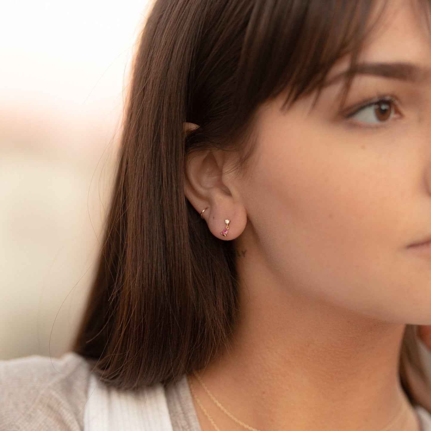 Rosa Tiny Gemstone Drop Earrings