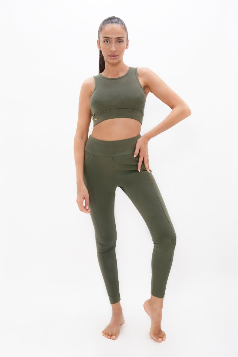 Boston - Open Back Bra Top - Green Ash