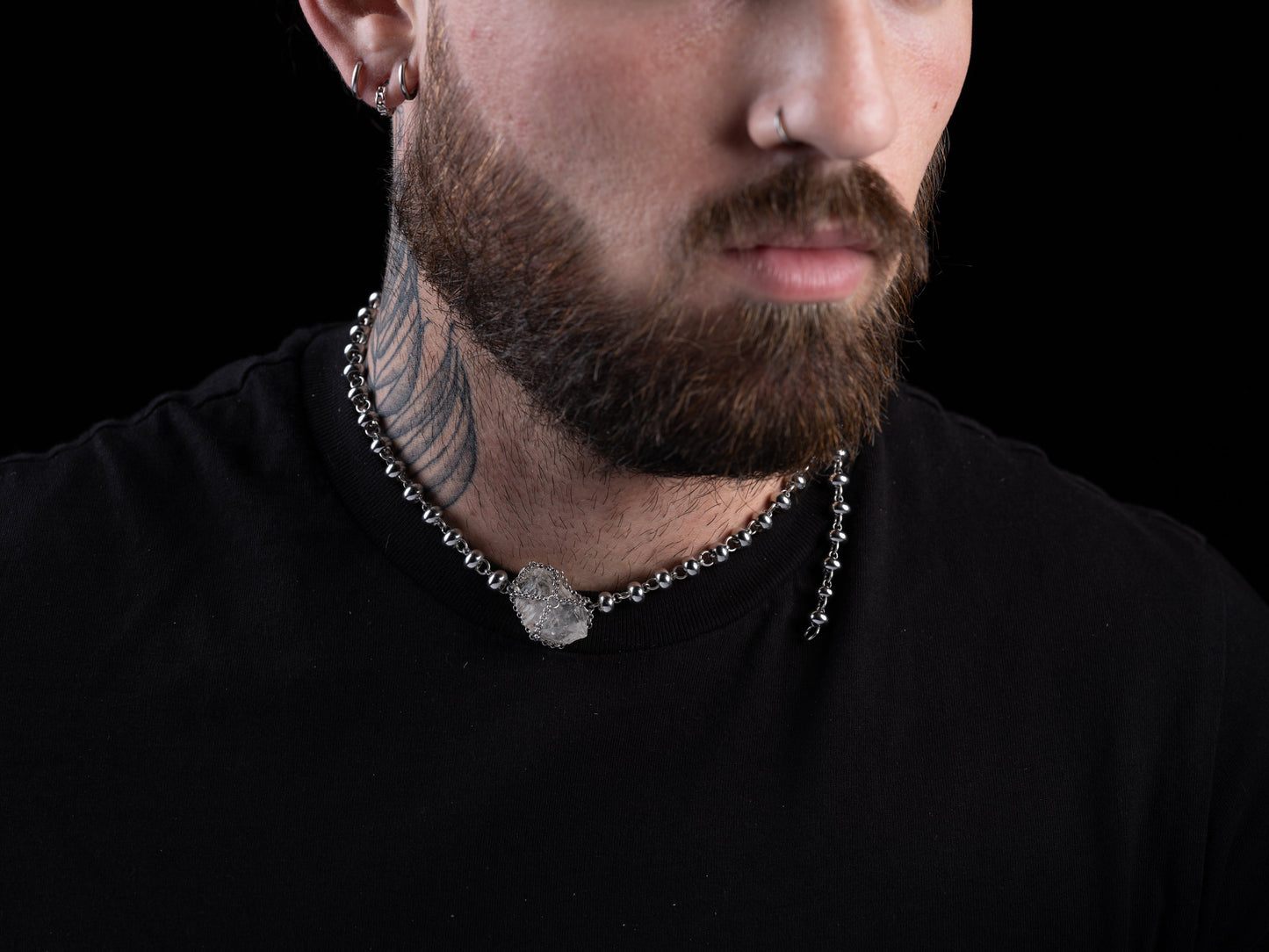 Caged Quartz Bead Necklace