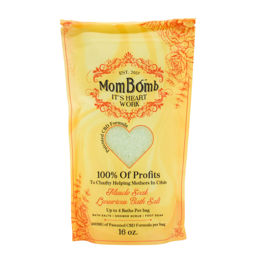 Muscle Soak Bath Salts Shower Scrub and Foot Soak w/300mg Patented Formula CBD