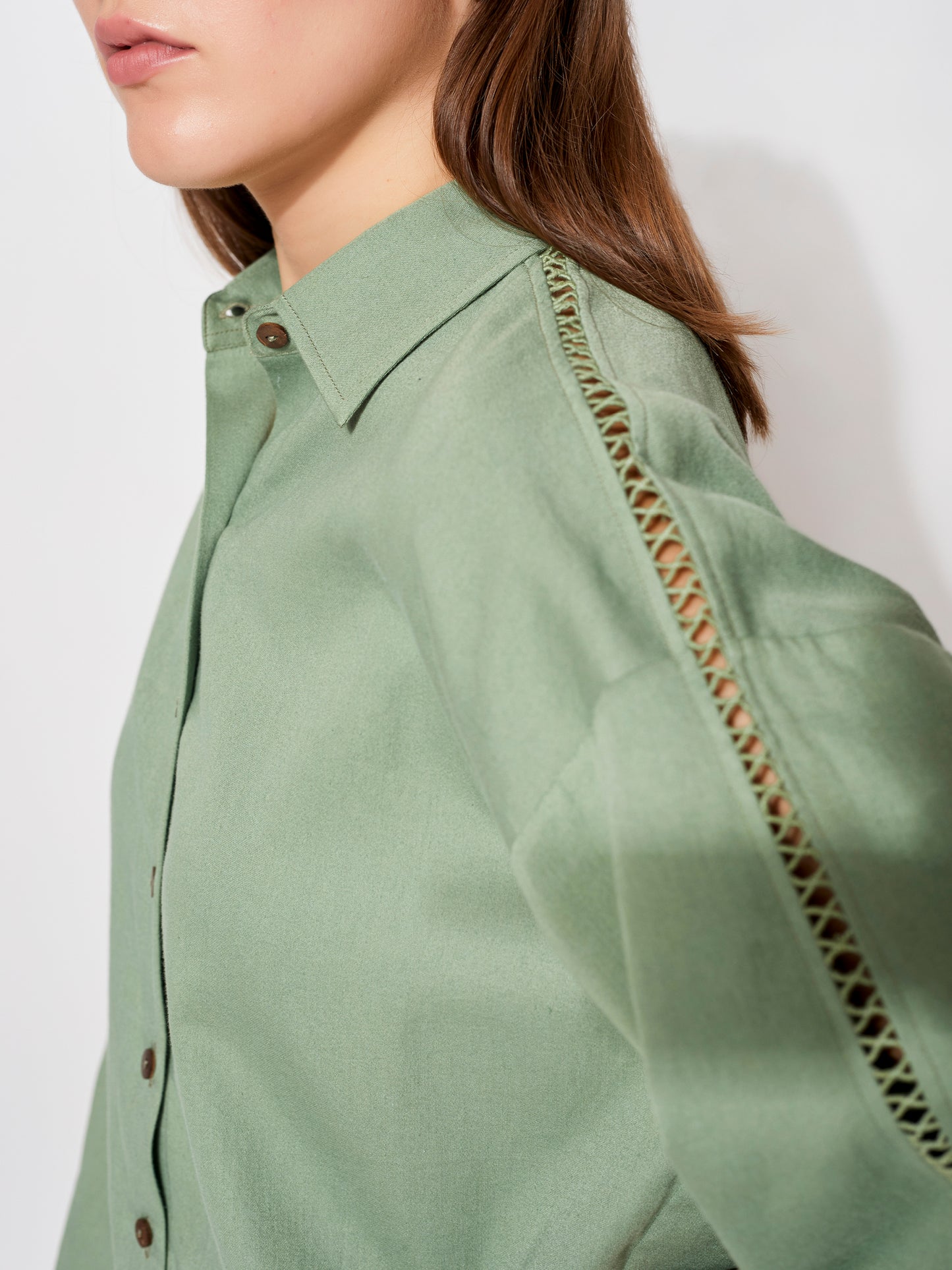 Sustainable Organic Alvyia Olive Collared Short Sleeve Shirt