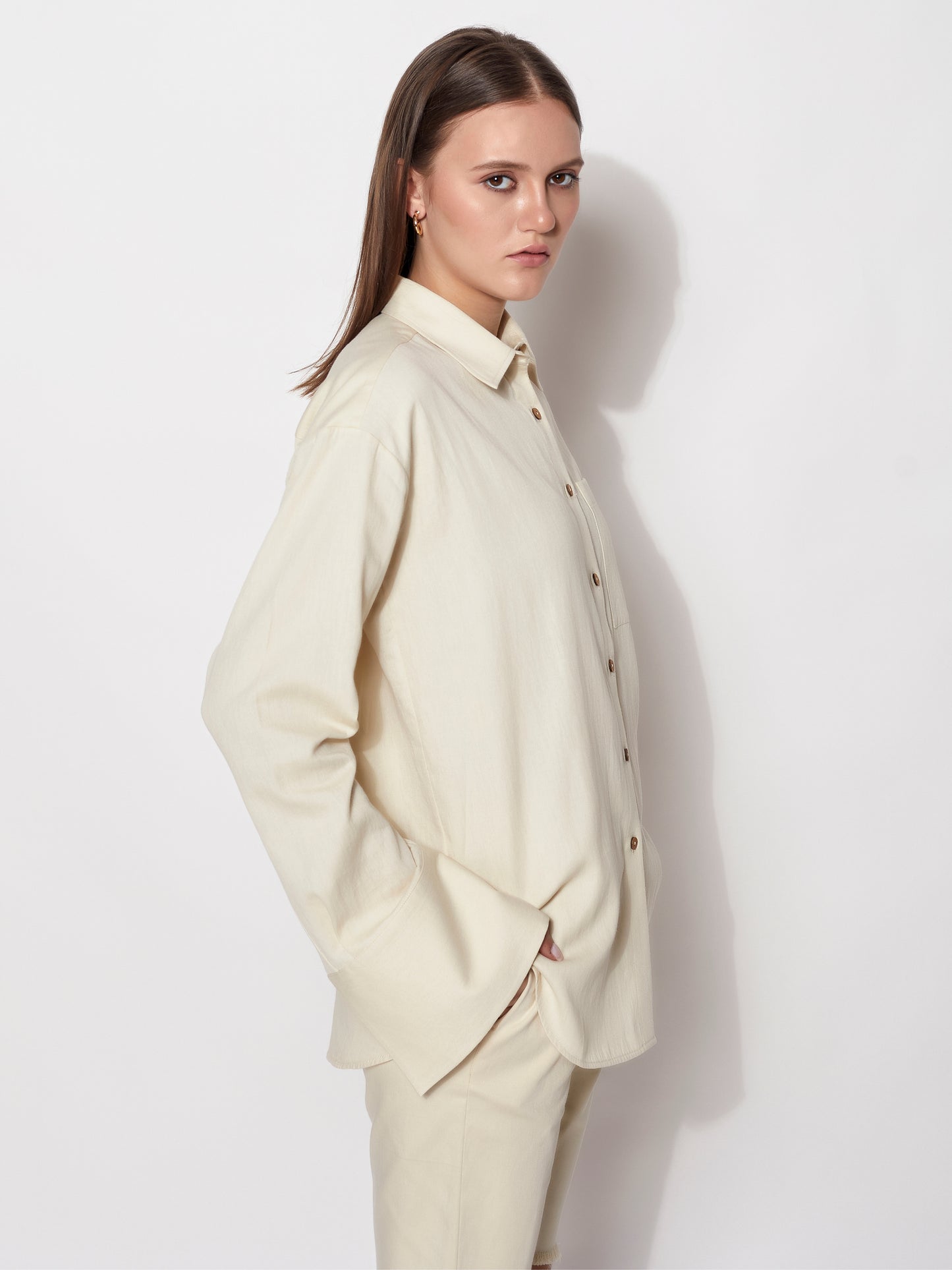 Sustainable Organic Alvyia Natural Collared Long Sleeve Shirt