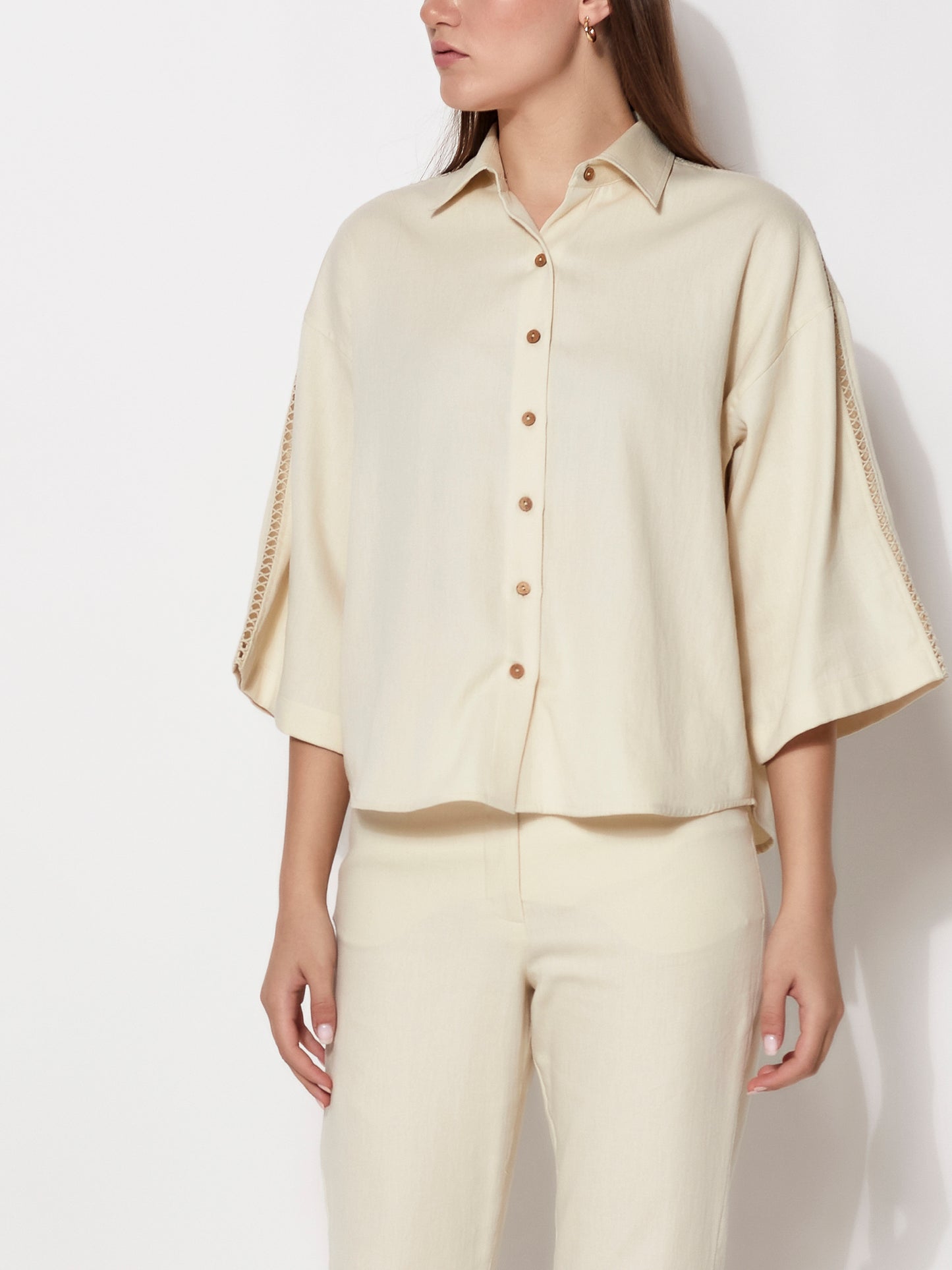 Sustainable Organic Alvyia Natural Collared Short Sleeve Shirt