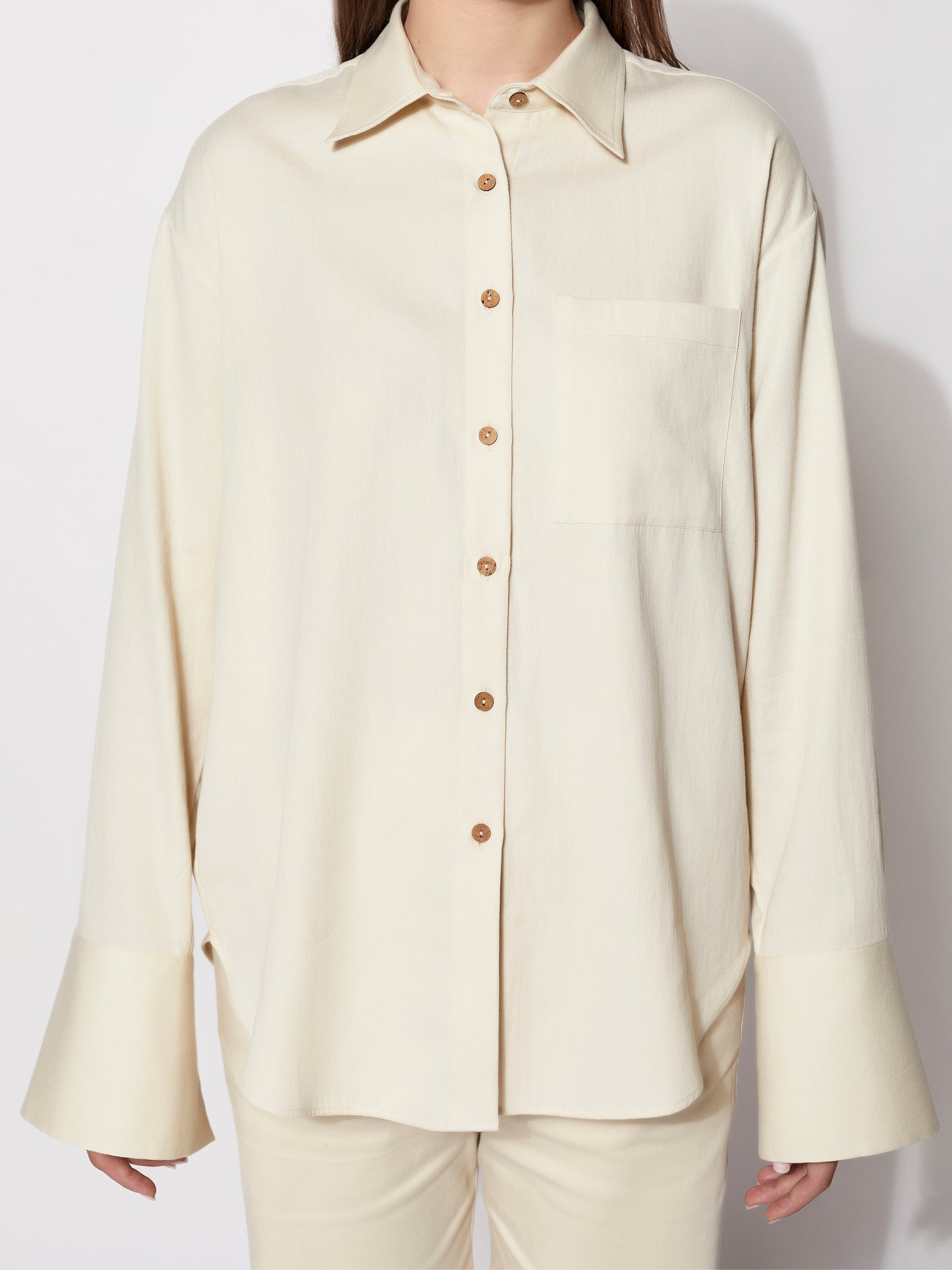 Sustainable Organic Alvyia Natural Collared Long Sleeve Shirt