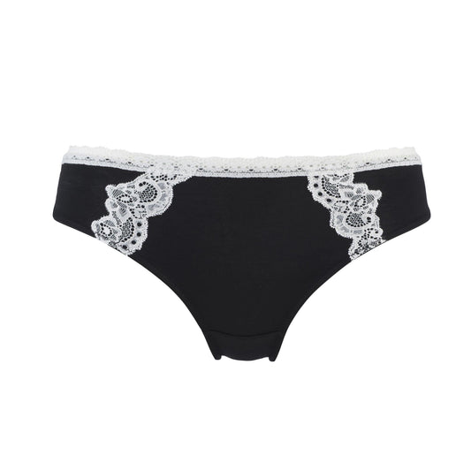 Blossom - Silk & Organic Cotton Brief in Black - Juliemay Lingerie