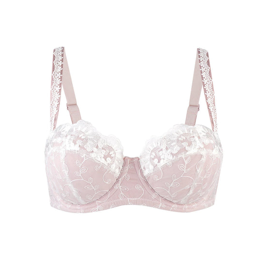 Marshamallow Lace Silk & Organic Cotton Balconette Bra - Juliemay Lingerie