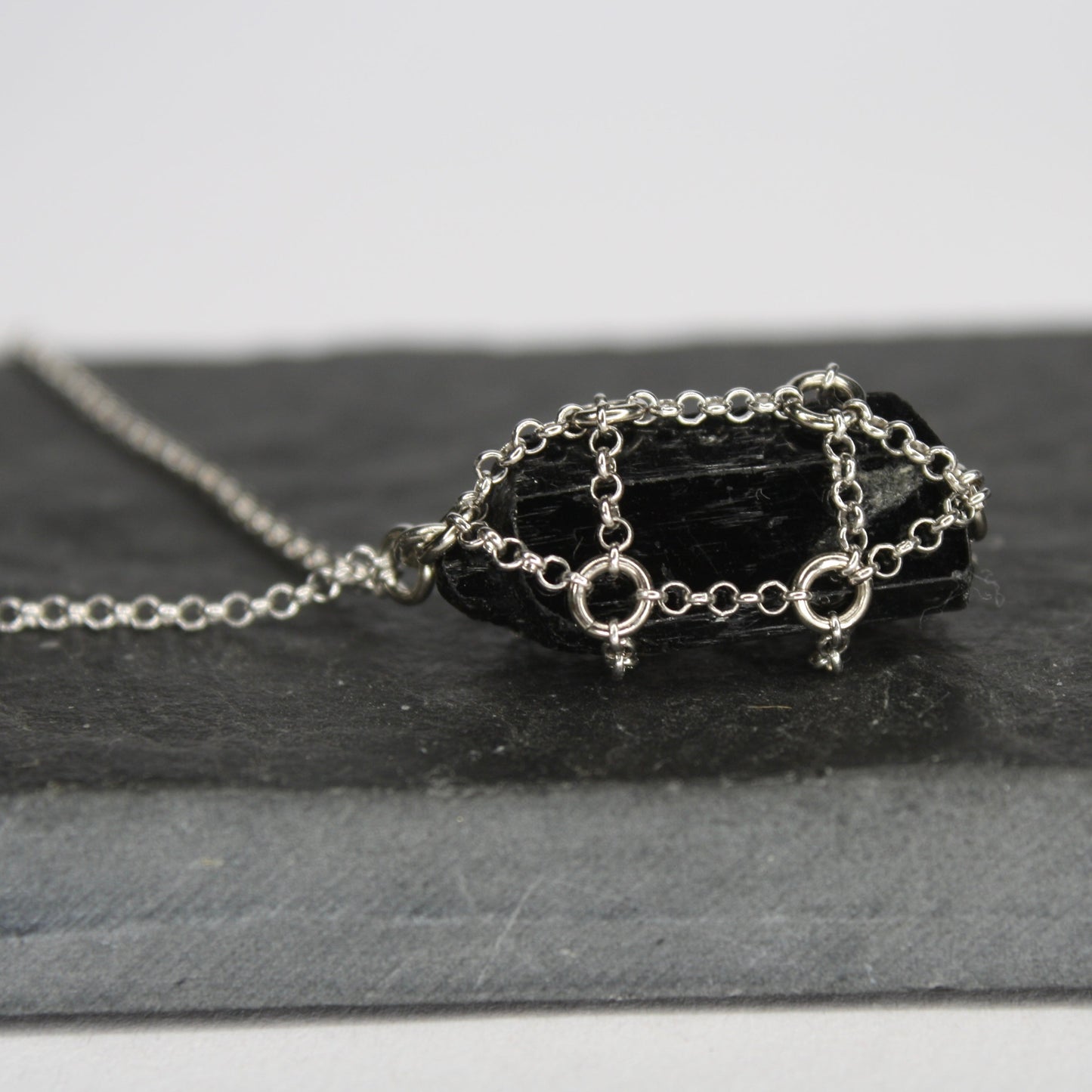 Caged Black Tourmaline Necklace