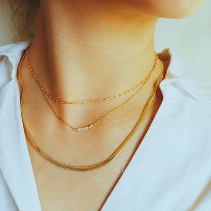 Square Link Gold Chain Choker Necklace