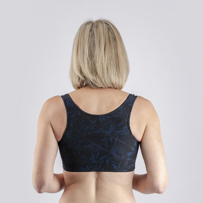 Midnight Garden Back Support Front Closure Silk & Organic Cotton Bra - Juliemay Lingerie