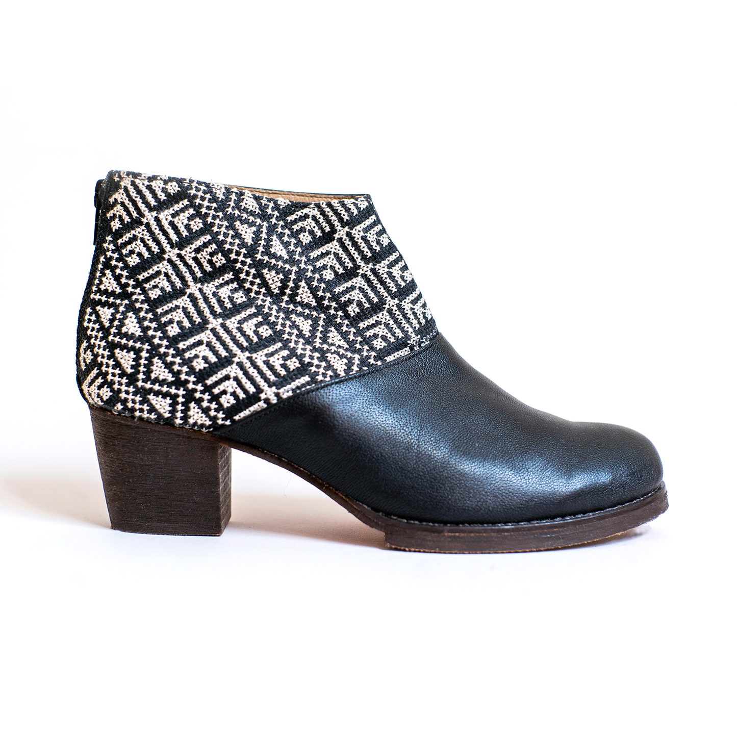 Salma Ankle Boot - Black and Ecru