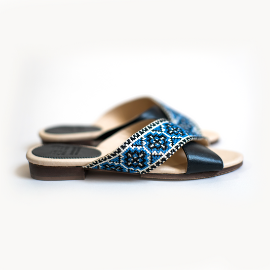 Mona Cross Strap Sandal - Sapphire Blue
