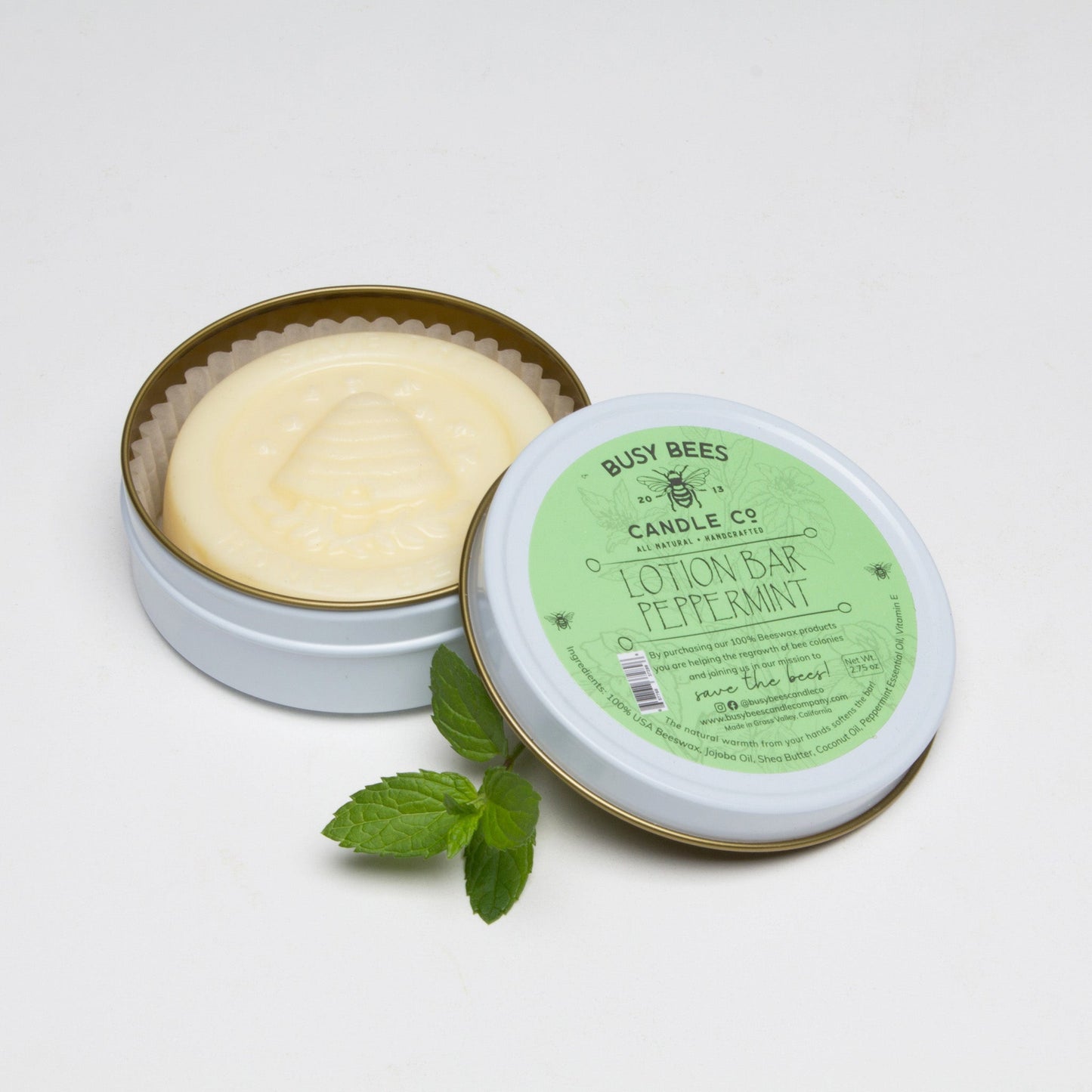 Peppermint lotion bar + tin