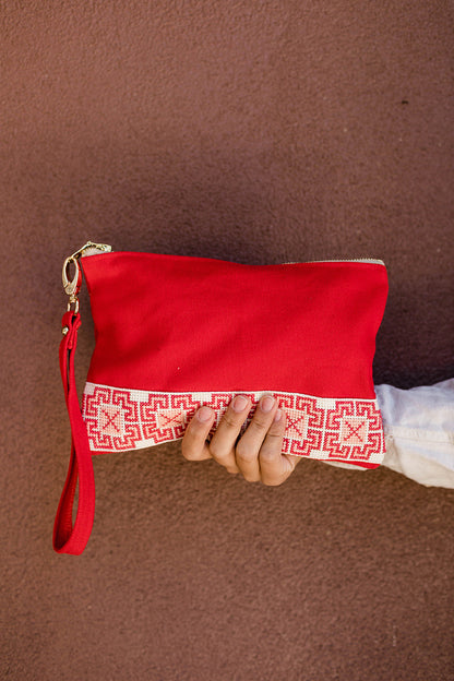 Red Tatreez Pouch