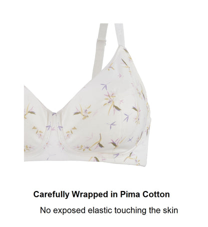 Ditsy Floral - Silk & Organic Cotton Smooth T-Shirt Wireless Bra