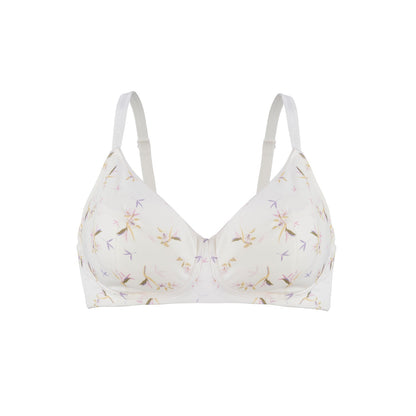 Ditsy Floral - Silk & Organic Cotton Smooth T-Shirt Wireless Bra