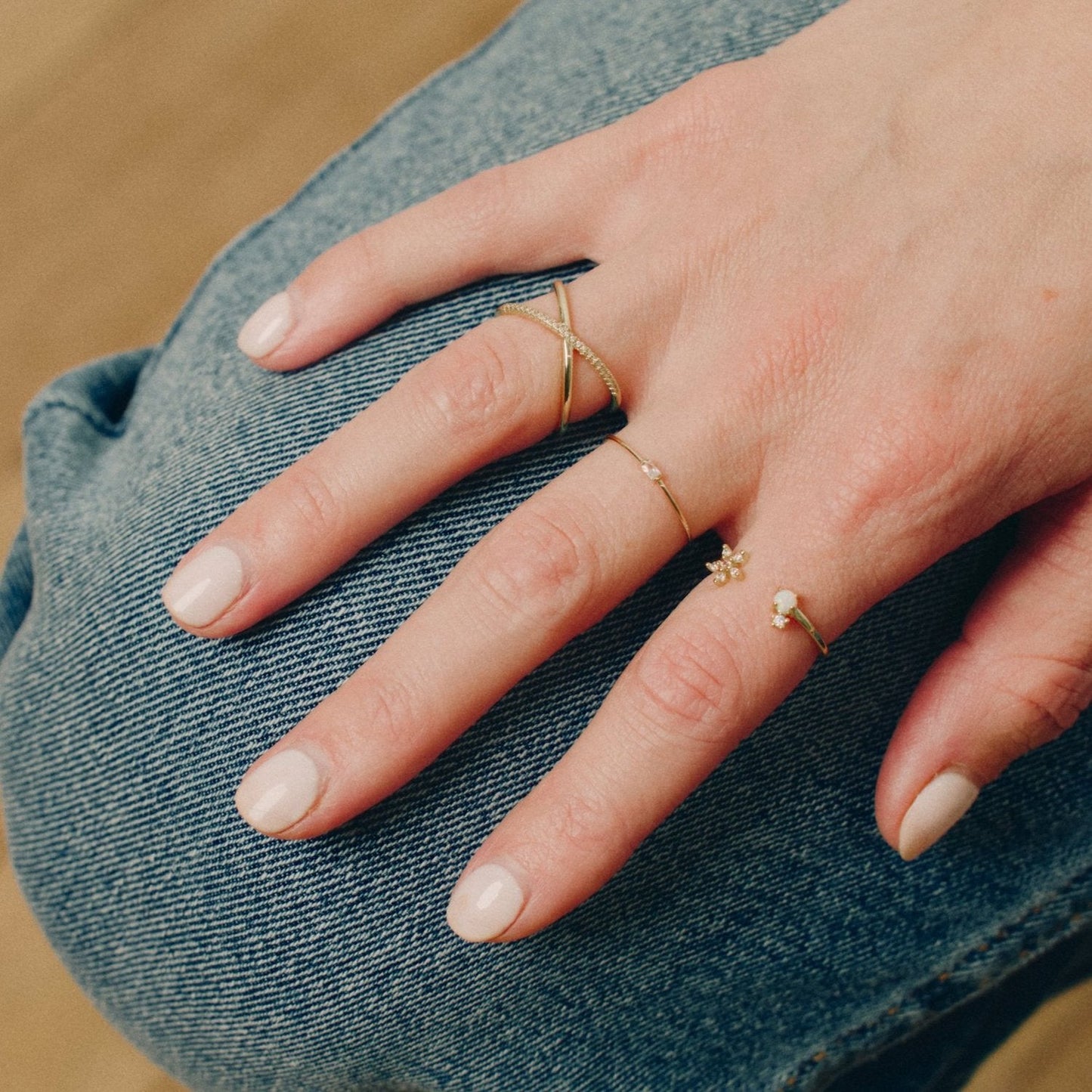 Elsa CZ 14k Solid Gold Baguette Ring