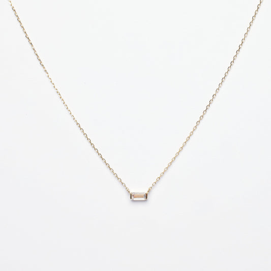 Elsa CZ Baguette Pendant 14k Solid Gold Necklace