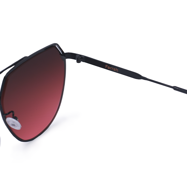 Farrah - Black Frame Ruby Lens Square Aviator Sunglasses