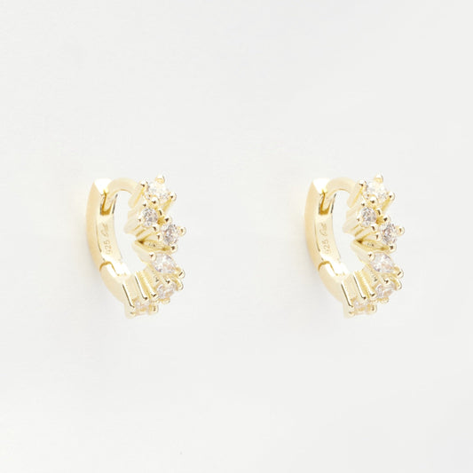 Heather Gold Stone Cluster Huggie Earrings