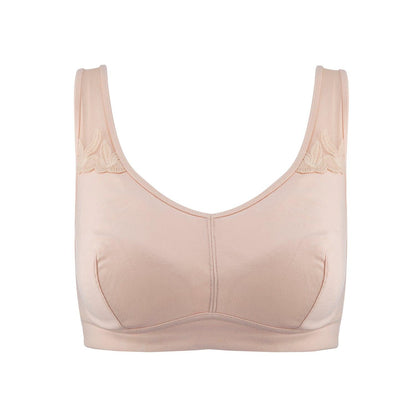 Ornate- Comfort Silk & Organic Cotton Non Wired Bra in Peach Pink - Juliemay Lingerie