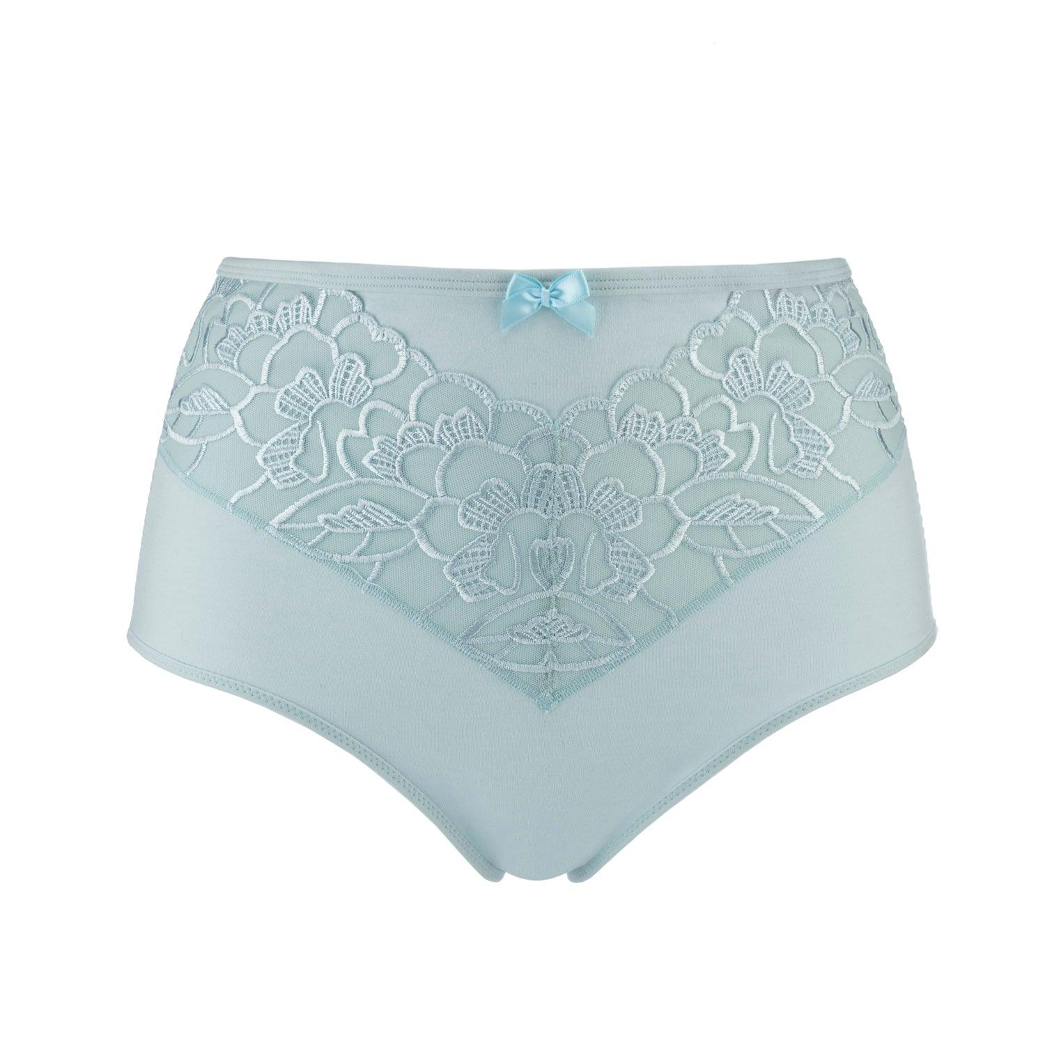 Coral- Silk & Organic Cotton Full Brief in Aqua Blue - Juliemay Lingerie