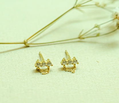 Lou Gold Chain Stud Earrings