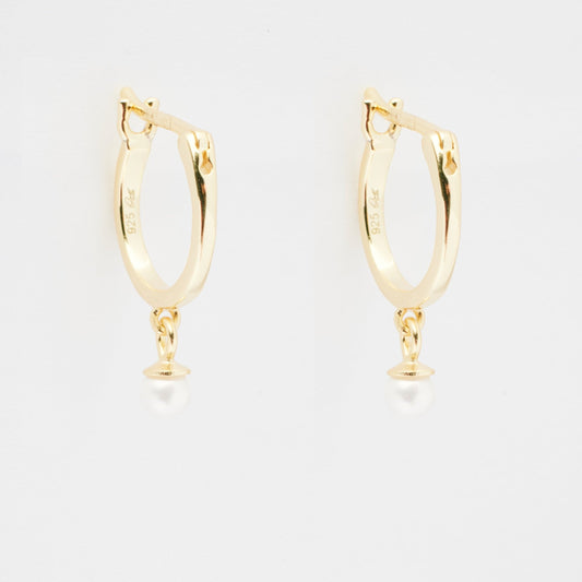 Mae Gold Drop Pearl Huggie Earrings