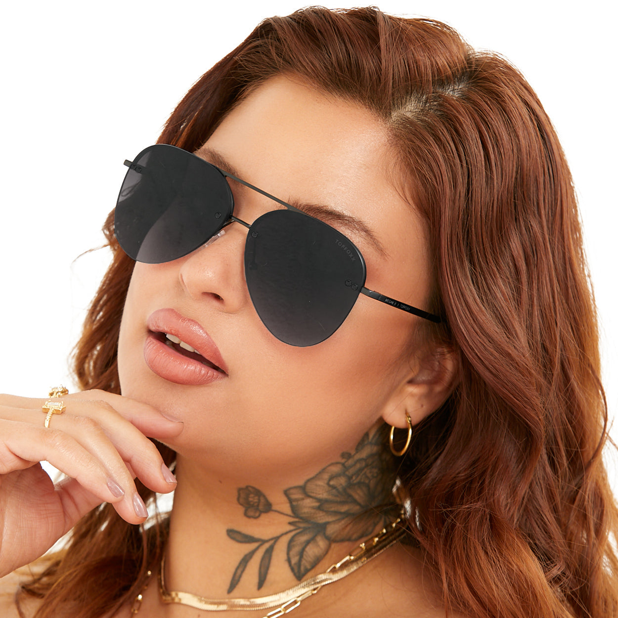 Smaller Megan 2 - Black Metal Aviator Sunglasses