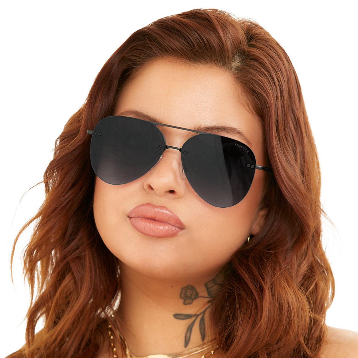 Smaller Megan 2 - Black Metal Aviator Sunglasses