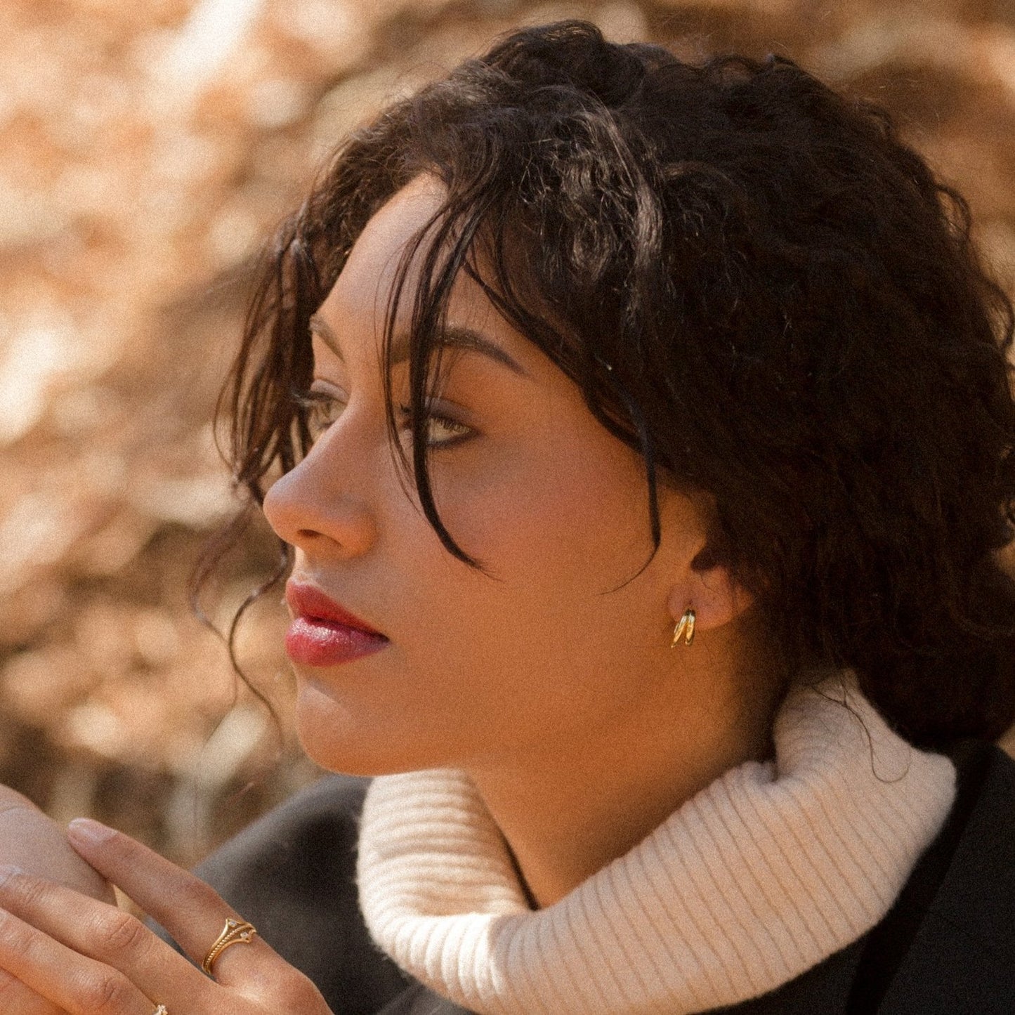 Meghan Double Hoop Gold Post Earring