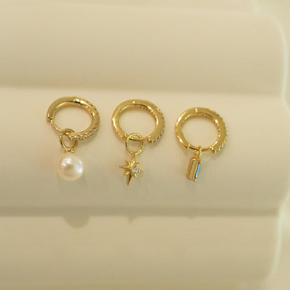 Misty Baguette Stone Gold Earring Charm