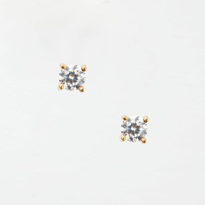 Nori Tiny Prong CZ 14k Solid Gold Stud Earrings