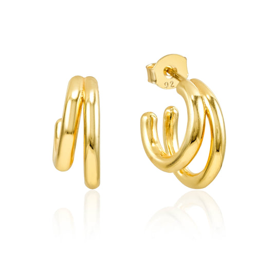 Meghan Double Hoop Gold Post Earring