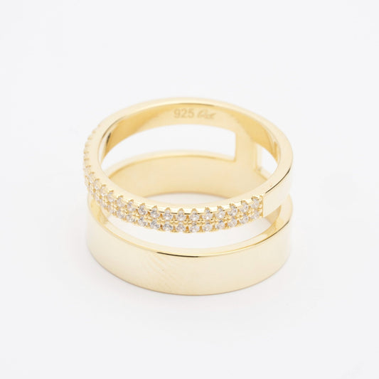 Naomi CZ Double Band Gold Ring