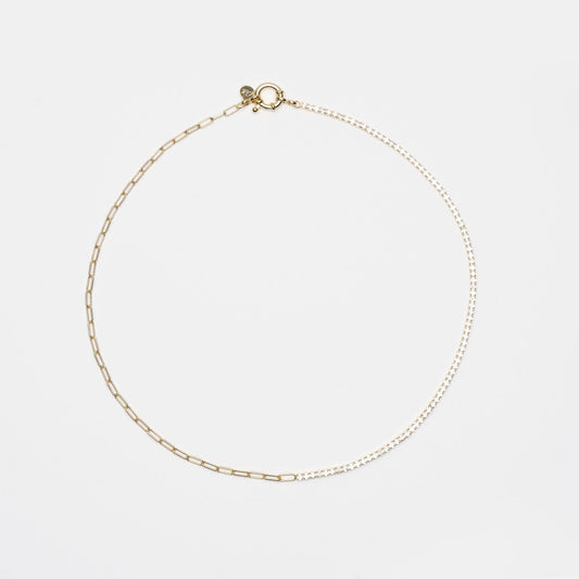 Naomi Gold Tennis Necklace with Square Link Chain