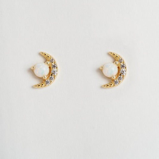Moon Opal Stud Earrings