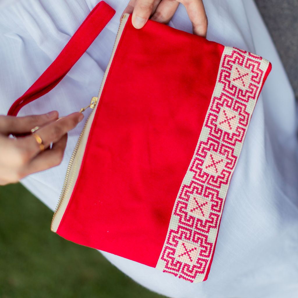 Red Tatreez Pouch