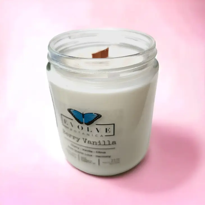 Wood Wick Crystal Soy Candle - Berry Vanilla (Rose Quartz)