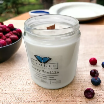 Wood Wick Crystal Soy Candle - Berry Vanilla (Rose Quartz)