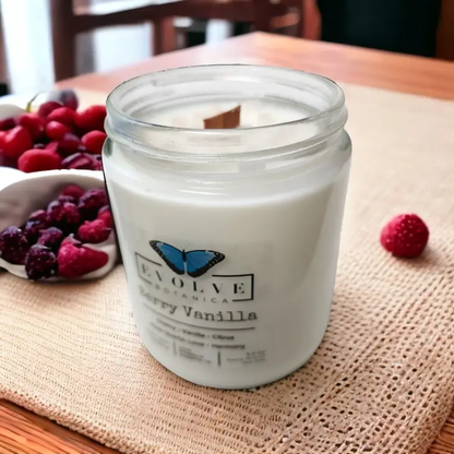 Wood Wick Crystal Soy Candle - Berry Vanilla (Rose Quartz)